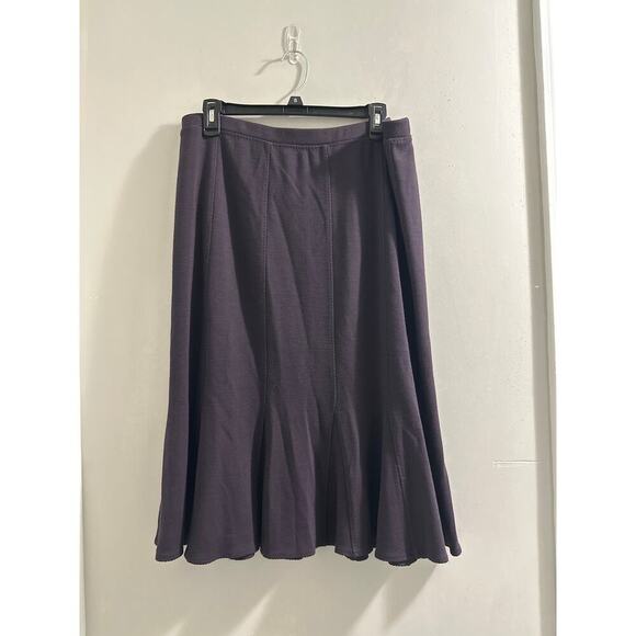 Eileen Fisher Size Large plum purple Wool Blend Knit Flare A-line Midi Skirt - Picture 1 of 7